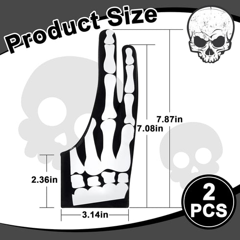 2 Pieces Skeleton Artist Glove for Drawing Tablet, 2 Finger Digital Tablet Glove for Pad Painting Writing, Right Hand