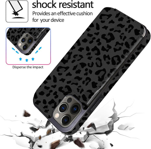 Leather Flip Case Wallet for iPhone 12 Pro/12 6.1", Slim Sleeve Wallet with Card Slots, Shockproof Protective Shell