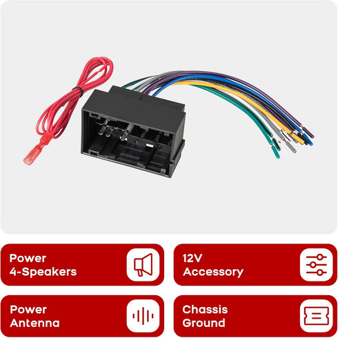 2013-Up RED WOLF Car Radio Wiring Harness Fit for Jeep Dodge Ram Chrysler Vehicles Install Aftermarket Stereo NAV