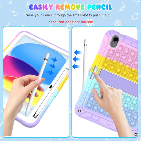 TSQQST (A16) 11th/10th Case for iPad Generation for Autism with Glass Screen Protector | Cute Boys Girls Kids Case