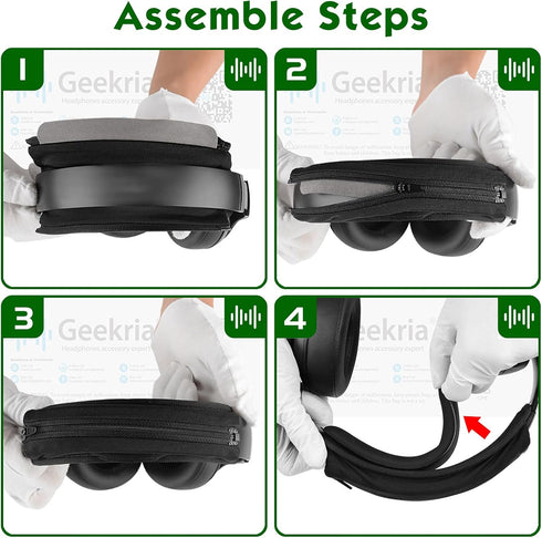 Geekria Medium Cooling-Gel Headband Cover + Pad Set Protector for Razer, JBL, Plantronics, Sennheiser, Logitech