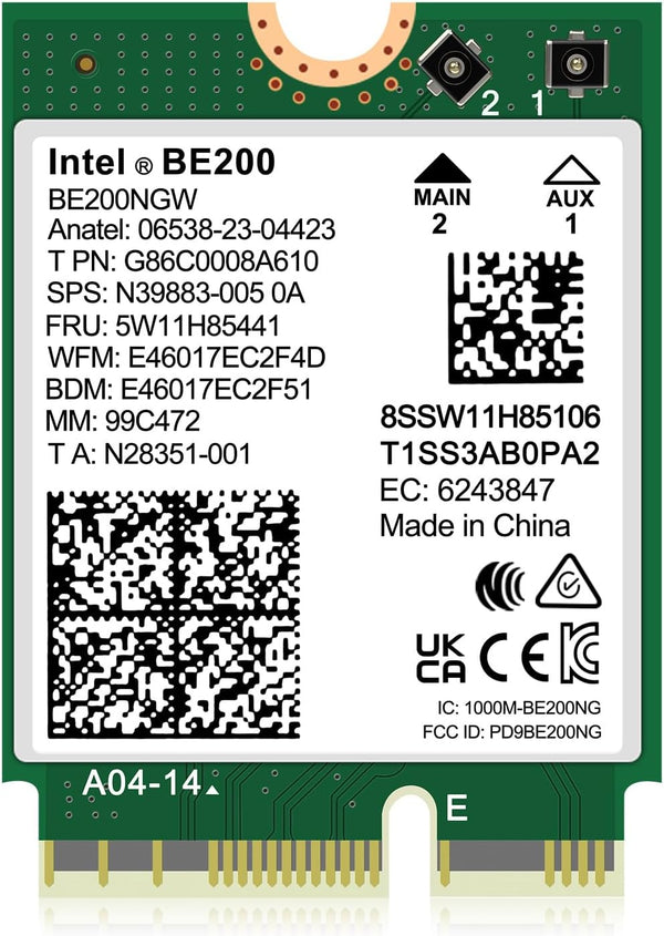 Intel BE200NGW WiFi 7 Wireless Card, Bluetooth 5.4, 5800Mbps M.2/NGFF Network for Windows 10/11, Linux Support
