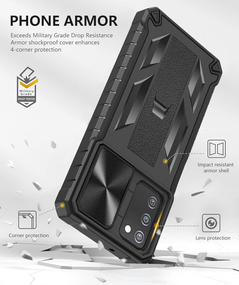 for Samsung Galaxy A03s Protective Case, Military Grade Drop Proof Full Protection Mobile Phone Cover with Kickstand