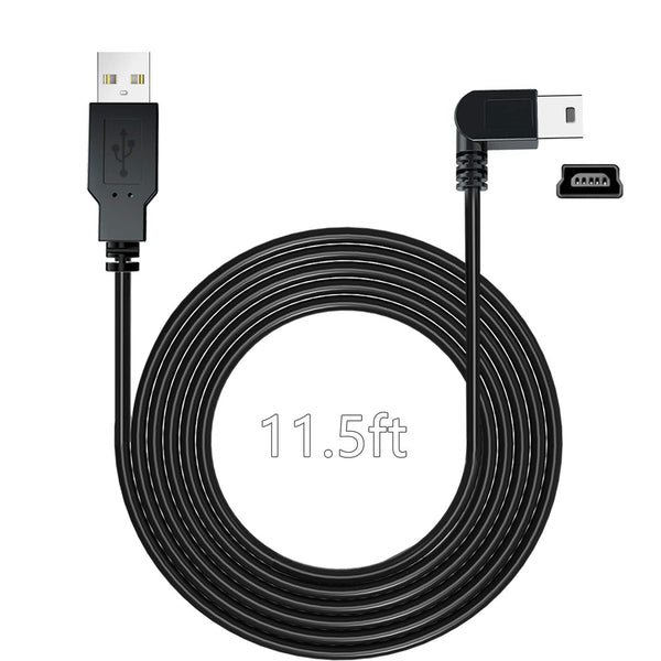 YQMAJIM 11.5 Ft Charging Power Cable for Dash Cam, USB 2.0 to Mini USB Car Charger Adapter for Garmin Nuvi GPS & More