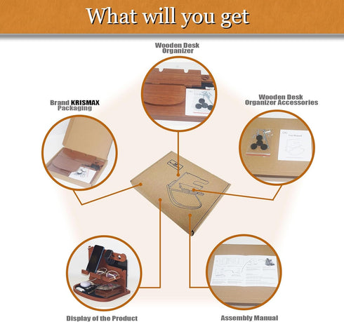Krismax Wood Phone Docking Station for Men, Husband, Dad.-Nightstand & Desk Organizer-Anniversary Idea from