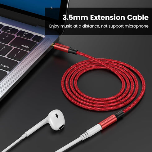 3.5mm 26.24FT/8M MOSWAG Extension Cable Audio Male to Female Stereo Extension Adapter Nylon Braided Cord Compatible