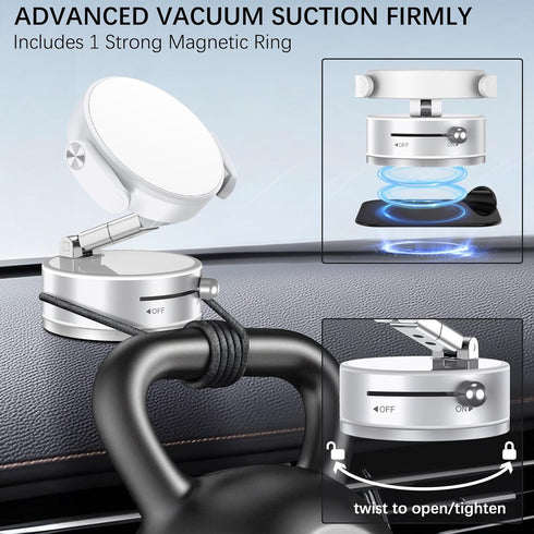 DUEDUE 360Adjustable Upgrade Vacuum Magnetic Suction Cup Phone Holder, Ultimate Phone Holder for Dashboard Hands Free
