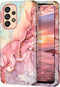Btscase Samsung Galaxy A53 5G Case, Marble Pattern Heavy Duty Shockproof Full Body Cover, Rose Gold