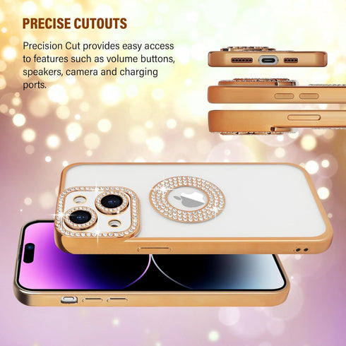 Losin 15 Compatible with iPhone Glitter Case with Logo View for Women Girls Luxury Cute Diamond Case Bling Camera