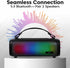 Tyler MP3 Wireless Bluetooth Speaker RGB Lighting Long Range Rechargeable Boombox USB AUX Inputs Fm Radio Sound & Bass