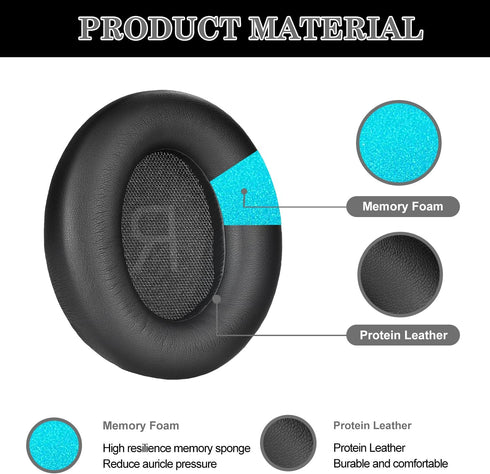 Protein Leather Ear Pads Replacement for Anker Space Q45 Headphones, Earpads with Isolation Foam, Repair Parts