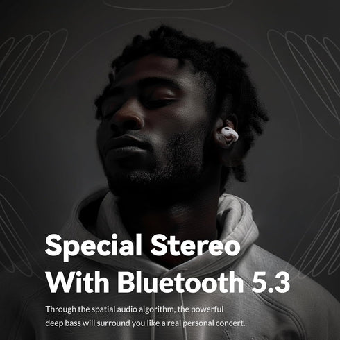 Q7 Wireless Open-Ear Headphones Bluetooth 5.3 Earbuds, Ultra Lightweight Clip On, 34H Playtime Earphones, USB-C Quick