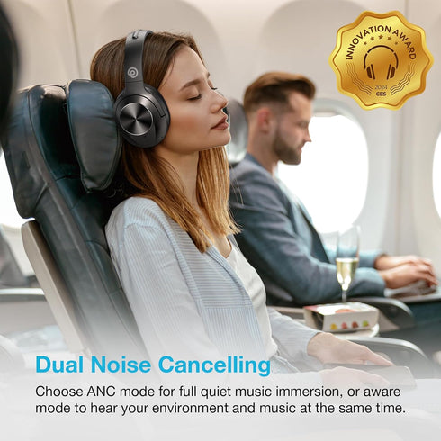 Hybrid Active Noise Cancelling Headphones, Wireless Over Ear Bluetooth with Deep Bass and Comfort Fit