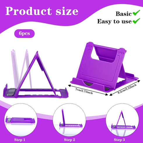 SynHHergyx 6 Cell Phone Stand for Desk, Pcs Colorful Foldable Phone Stand Portable Universal Adjustable Cellphone