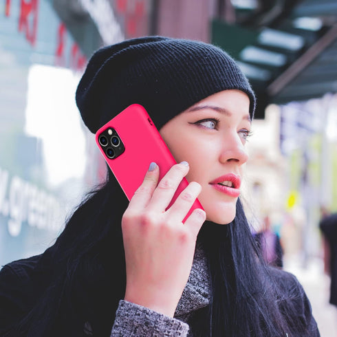 ZUSLAB Case for Apple iPhone 11 Pro, Silicone Gel Rubber Bumper Cover, Hot Pink, Shockproof Full-Body