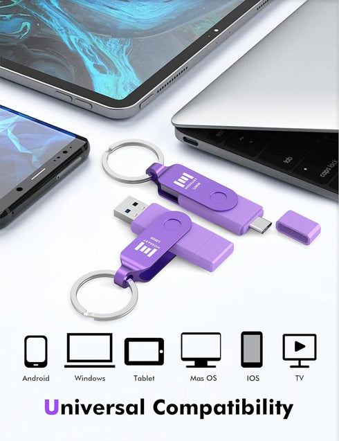 MOSDART 128GB USB C Dual Flash Drive - 2 in 1 OTG USB 3.1 Type-C Thumb Drive for Android Phones, iPhone 15, etc.