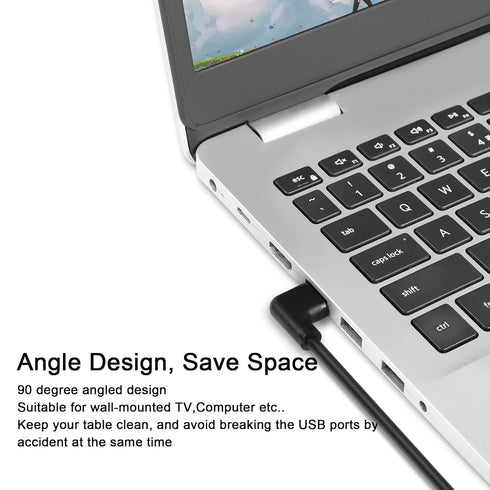 GELRHONR Right Left Angle USB Type C Cable, 90 Degree 18W Fast Charging USB A to USB C Cable (Black-Right-1M)