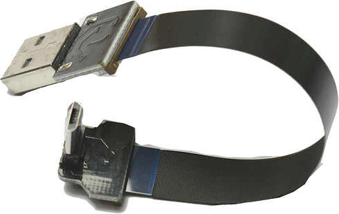 Short Micro USB Flat Slim Thin Ribbon FPC Cable Micro USB 90 Degree Angle to Standard USB A for Charging and Sync