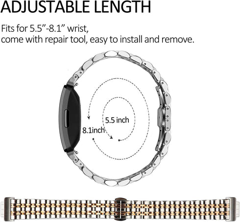 Chofit Metal Bracelet, Compatible with Fitbit Inspire/Inspire HR/Inspire 2 Bands, Stainless Steel Replacement Strap