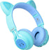 Riwbox Kids Headphones, CT-7S Cat Ear Bluetooth Headphones, 85dB Volume Limiting, LED Light Up Over Ear with Microphone