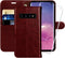 MONASAY Wallet Case for Galaxy S10, Burgundy Flip Folio Leather Cover with Screen Protector & RFID Blocking, 6.1 inch