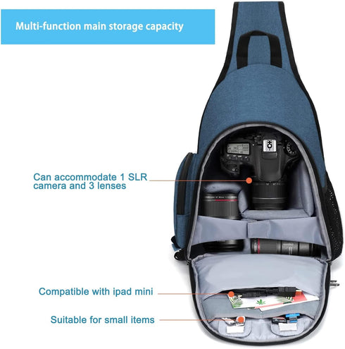 MOSISO Camera Bag Sling Backpack - Full Open Case with Tripod Holder, Rain Cover for DSLR/SLR/Mirrorless Cameras - Teal