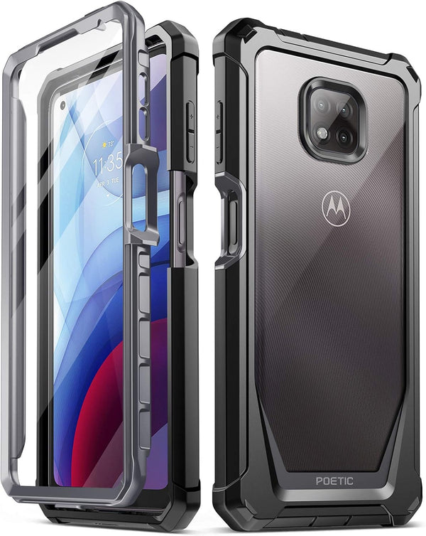 Poetic Guardian Case for Motorola Moto G Power (2021), Full-Body Hybrid Shockproof Bumper Cover, Black/Clear, 20FT