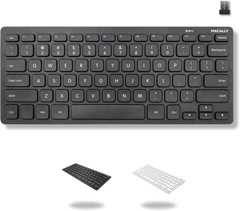 Macally Mini Compact Keyboard - Wireless Keyboards for Desktop PC, Surface, Chromebook, Notebook,