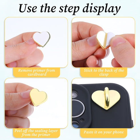 Styquenzer 8 Pcs Heart Phones Grip Metal Phone Charm Rings Phone Finger Loop Stand Cute Cellphone Accessories Finger