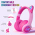 IFECCO Kids Bluetooth Headphones with Microphone, Cute Light Up Cat Ear Wireless Volume-limiting for Travel