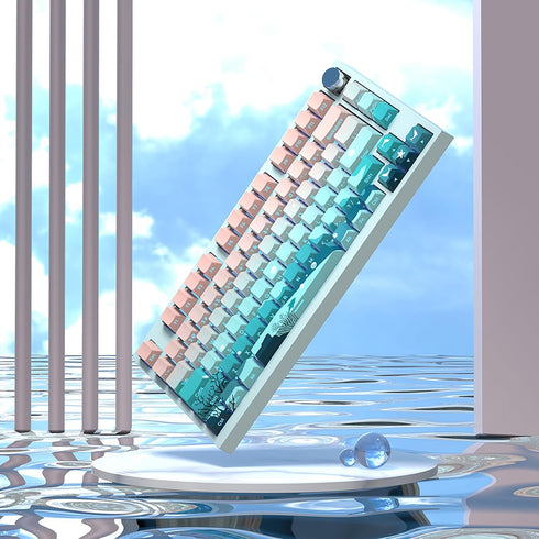 JSJT Side Printed Keycaps - Shine Through PBT Doubleshot Custom Keycap Set, Deep Sea Theme, 126 Keys for Cherry MX