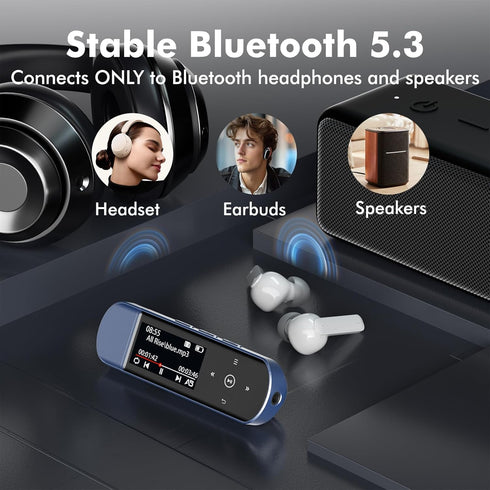 RUIZU 64GB MP3 5.3, MP3 USB Player with Bluetooth Clip Jam Portable Music Player for Sports Running, USB Player Stick