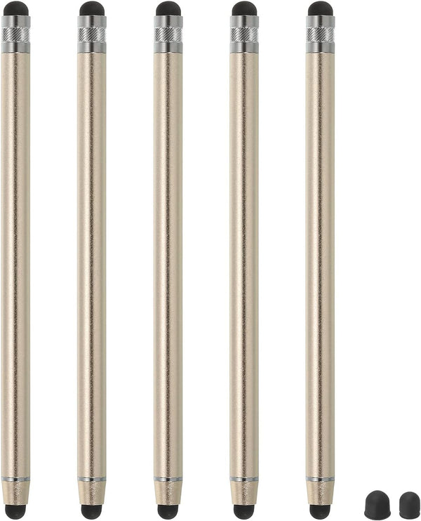 MECCANIXITY 5pcs Stylus Pens for Touch Screens with 2 Extra Tips, Dual Rubber Tips Capacitive Universal Tablet Pen