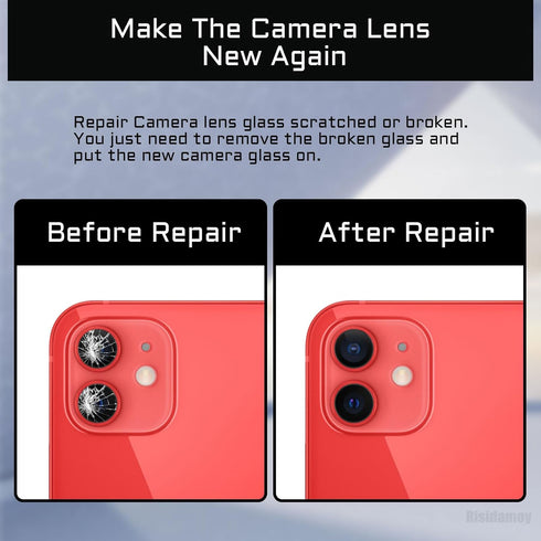 2 Sets for iPhone 12 OEM Rear Camera Lens Replacement, Dual-Sided Adhesive with Repair Kit Fix Tool