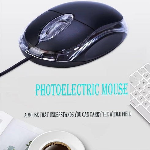 Wired Mini Optical Mouse, Ergonomic USB Computer Mouse for Laptops, PCs, Office, Home, School, Kids, Black
