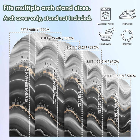 Jnbasdffb 6.6 Marble Wedding Arch Cover,Stretchy Spandex Arch Backdrop Stand Covers FT,Black Grey Oil Painting Gradient