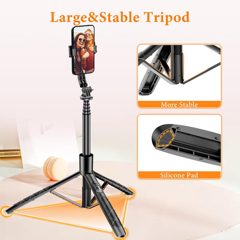 SelfieShow 62" 17 16 15 14 13 Aluminum Alloy Selfie Stick Phone Tripod with Wireless Remote Compatible with iPhone pro