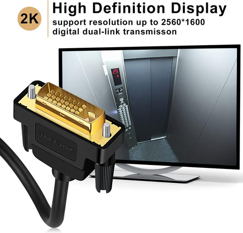 DVI to DVI Cable 3ft, Male to Male Digital Video Monitor Cable, Supports 1920x1200 for Gaming, DVD, HDTV, Projector
