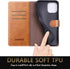 SUANPOT Leather Wallet Case for iPhone 12/12 Pro, RFID Blocking, Card Holder, Shockproof Flip Cover, Light Brown