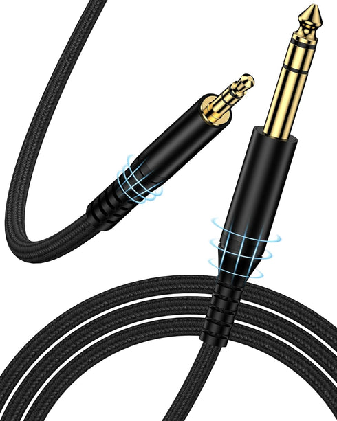 3.5mm to 6.35mm Stereo Audio Cable, Braided 1/4 Male to 1/8 Male