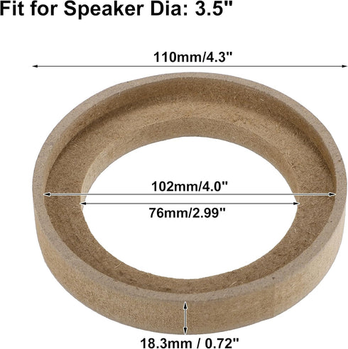 uxcell 4 Pcs Universal 3.5 Inch Speaker Subwoofer Mounting Spacer Rings in Solid Wood Beige