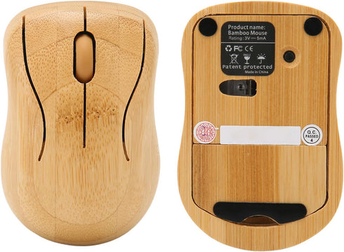 Bamboo Keyboard and Mouse, 2.4GHz Computer Devices with USB Receiver, Optional 1200DPI Mouse