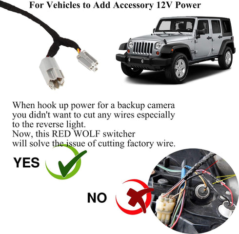 12 2001-2022 RED WOLF Volt Power Adapter Wiring Harness Switch Connector Plug w/Fuse for Chrysler Dodge Ram Power