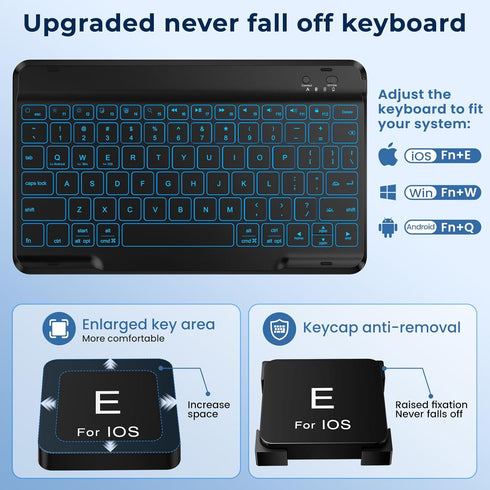 Keyboard Case for iPad 9th/8th/7th Gen 10.2 inch, iPad Pro 10.5 Case with 7 Color Backlit Removable Keyboard