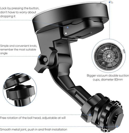Backup Camera Monitor Mount, Large Dual Suction Cup Reverse Camera Monitor Holder for RVs, Trucks