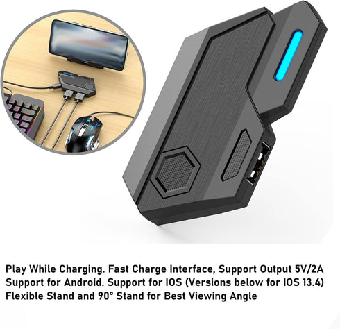 Gaming Keyboard and Mouse Converter, Bluetooth 5.0 Mobile Game Set, Adjustable Fast Charging, Long Battery Life,