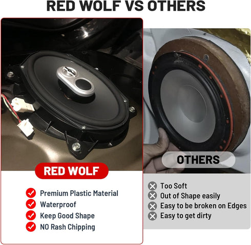 RED WOLF 6" x 9" Front Door Speaker Mount Adapter for 2004 Up Toyota 4Runner, Avalon, Highlander, Tacoma