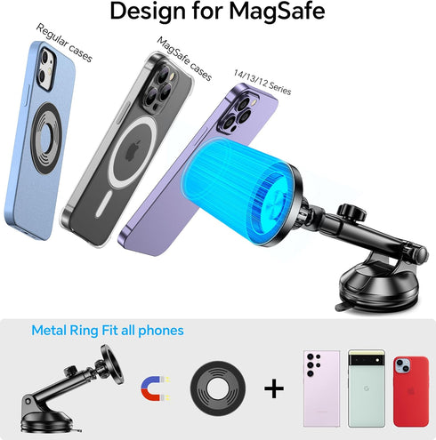 for iPhone MagSafe Car Mount?Windshield + Vent + Dash?Magnetic Phone Holder Car Accessories for iPhone 15