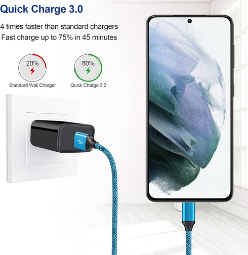 30W Fast Car Charger Type C Cable QC3.0 Wall Plug for Samsung Galaxy A25 A15 A53 A03S A14 A13 S23 S22 Ultra