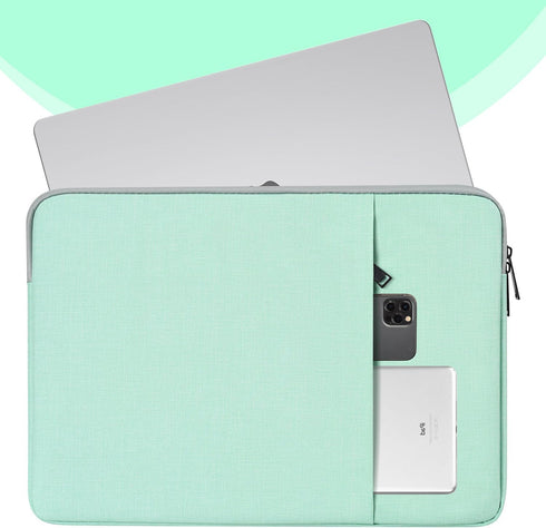 Mint Green Laptop Sleeve Case 15.6 16 Inch, Water-Resistant Shockproof Carrying Cover with Accessory Pocket for HP,